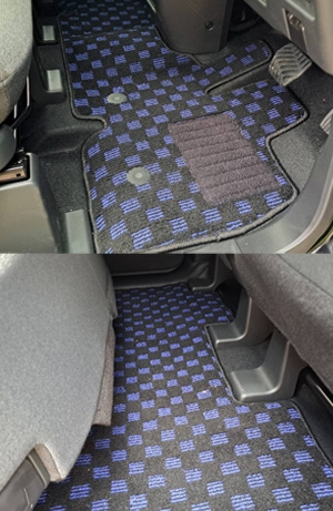 車種：ルークス 　マットカラー：ブロックチェックブルー　ロック糸：ブラック